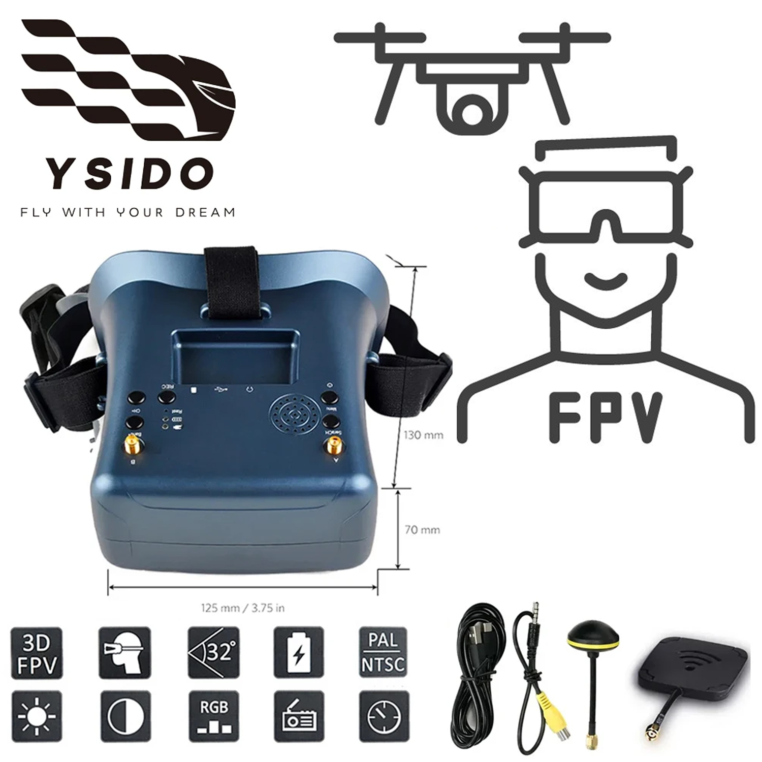 Skyzone Cobra X V2 Fpv Goggles - FPV 고글 008D 5.8G 40채널 4.3인치